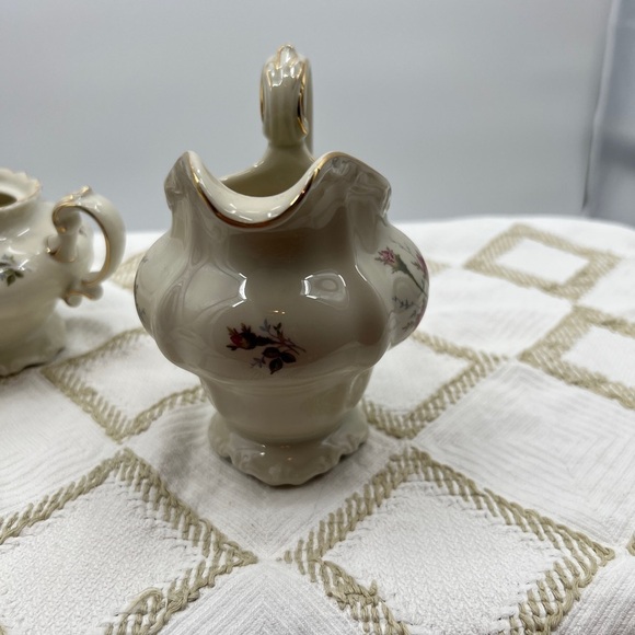 SELB Germany Pompadour Moss Rose creamer and sugar bowl - Picture 11 of 16